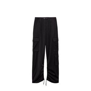 ZARA SATIN EFFECT CARGO PANTS BLACK |SIZE M  8338/431 14.5" Waist